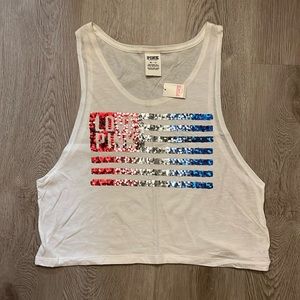 Victoria’s Secret PINK American Flag sequin crop top